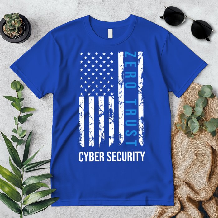 Zero Trust Us Flag Cyber Security Hacking Hacker Developer Funny Gift Premium T-Shirt
