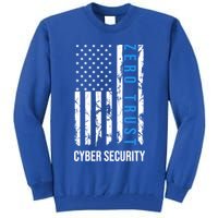 Zero Trust Us Flag Cyber Security Hacking Hacker Developer Funny Gift Tall Sweatshirt