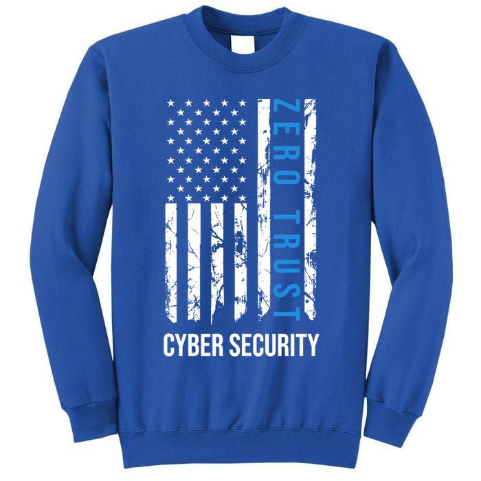 Zero Trust Us Flag Cyber Security Hacking Hacker Developer Funny Gift Tall Sweatshirt