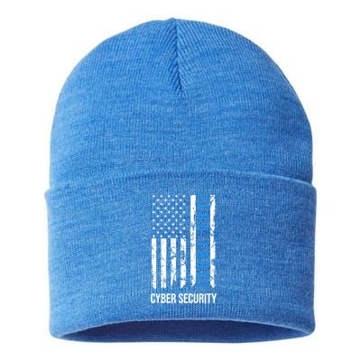 Zero Trust Us Flag Cyber Security Hacking Hacker Developer Funny Gift Sustainable Knit Beanie