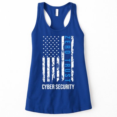 Zero Trust Us Flag Cyber Security Hacking Hacker Developer Funny Gift Womens Tank Top