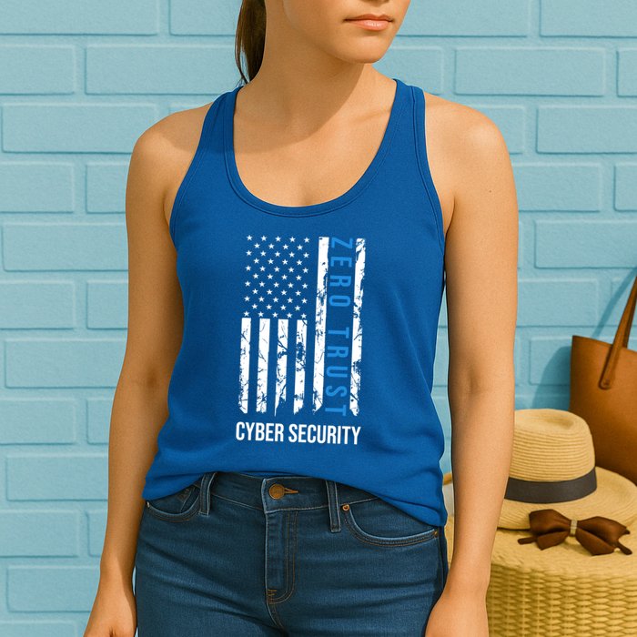 Zero Trust Us Flag Cyber Security Hacking Hacker Developer Funny Gift Womens Tank Top