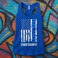 Zero Trust Us Flag Cyber Security Hacking Hacker Developer Funny Gift Womens Tank Top