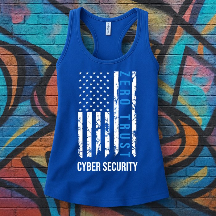 Zero Trust Us Flag Cyber Security Hacking Hacker Developer Funny Gift Womens Tank Top