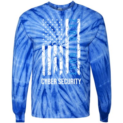 Zero Trust Us Flag Cyber Security Hacking Hacker Developer Funny Gift Tie-Dye Long Sleeve Shirt