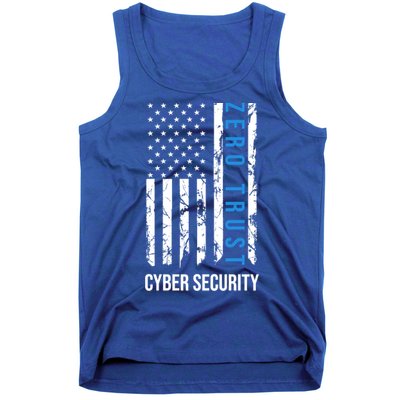Zero Trust Us Flag Cyber Security Hacking Hacker Developer Funny Gift Tank Top