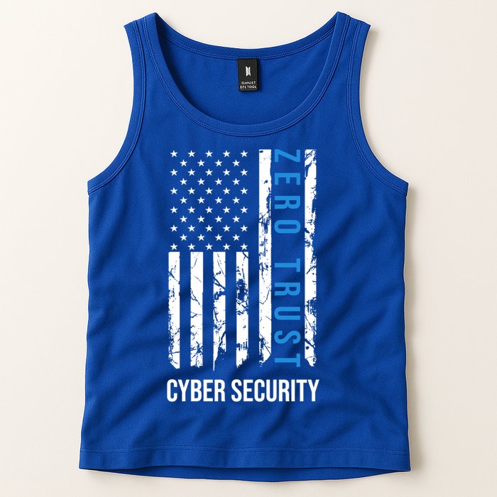 Zero Trust Us Flag Cyber Security Hacking Hacker Developer Funny Gift Tank Top