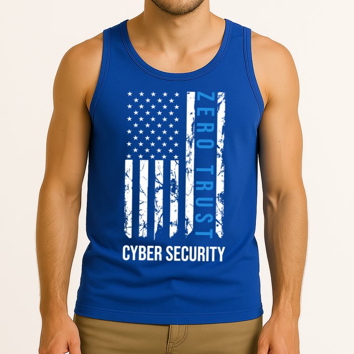 Zero Trust Us Flag Cyber Security Hacking Hacker Developer Funny Gift Tank Top