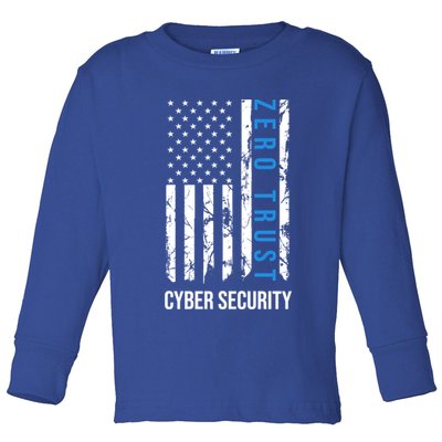 Zero Trust Us Flag Cyber Security Hacking Hacker Developer Funny Gift Toddler Long Sleeve Shirt