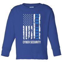 Zero Trust Us Flag Cyber Security Hacking Hacker Developer Funny Gift Toddler Long Sleeve Shirt