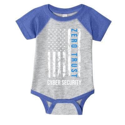 Zero Trust Us Flag Cyber Security Hacking Hacker Developer Funny Gift Infant Baby Jersey Bodysuit