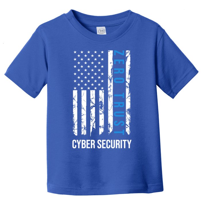 Zero Trust Us Flag Cyber Security Hacking Hacker Developer Funny Gift Toddler T-Shirt
