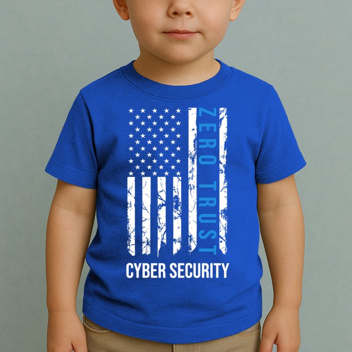 Zero Trust Us Flag Cyber Security Hacking Hacker Developer Funny Gift Toddler T-Shirt