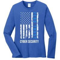 Zero Trust Us Flag Cyber Security Hacking Hacker Developer Funny Gift Ladies Long Sleeve Shirt