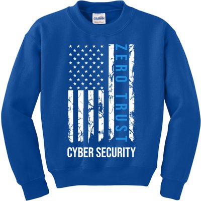 Zero Trust Us Flag Cyber Security Hacking Hacker Developer Funny Gift Kids Sweatshirt