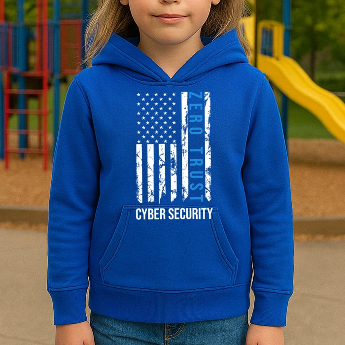 Zero Trust Us Flag Cyber Security Hacking Hacker Developer Funny Gift Kids Hoodie