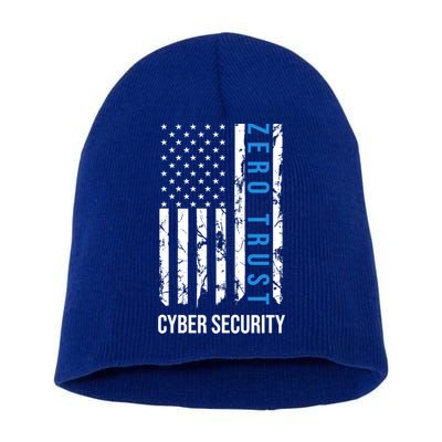 Zero Trust Us Flag Cyber Security Hacking Hacker Developer Funny Gift Short Acrylic Beanie