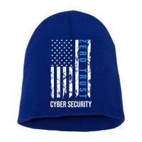 Zero Trust Us Flag Cyber Security Hacking Hacker Developer Funny Gift Short Acrylic Beanie