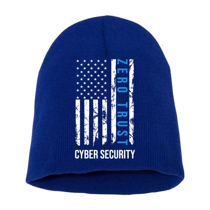 Zero Trust Us Flag Cyber Security Hacking Hacker Developer Funny Gift Short Acrylic Beanie