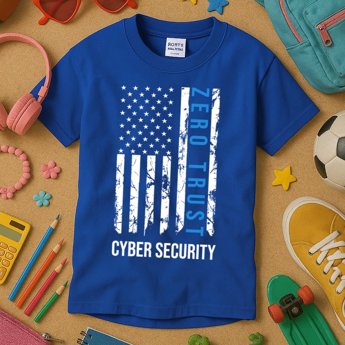 Zero Trust Us Flag Cyber Security Hacking Hacker Developer Funny Gift Kids T-Shirt