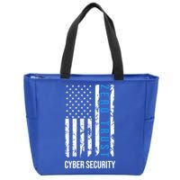 Zero Trust Us Flag Cyber Security Hacking Hacker Developer Funny Gift Zip Tote Bag