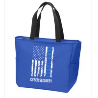Zero Trust Us Flag Cyber Security Hacking Hacker Developer Funny Gift Zip Tote Bag