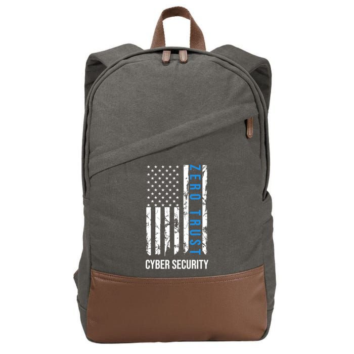 Zero Trust Us Flag Cyber Security Hacking Hacker Developer Funny Gift Cotton Canvas Backpack