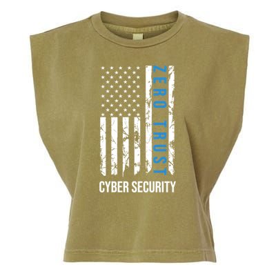 Zero Trust Us Flag Cyber Security Hacking Hacker Developer Funny Gift Garment-Dyed Women's Muscle Tee