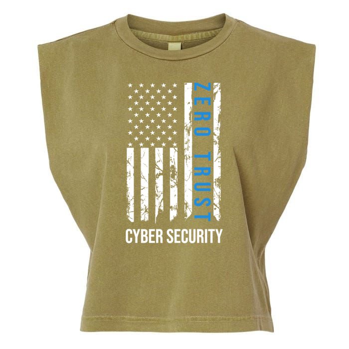 Zero Trust Us Flag Cyber Security Hacking Hacker Developer Funny Gift Garment-Dyed Women's Muscle Tee