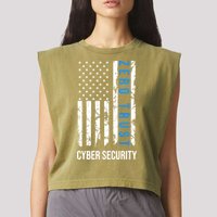 Zero Trust Us Flag Cyber Security Hacking Hacker Developer Funny Gift Garment-Dyed Women's Muscle Tee