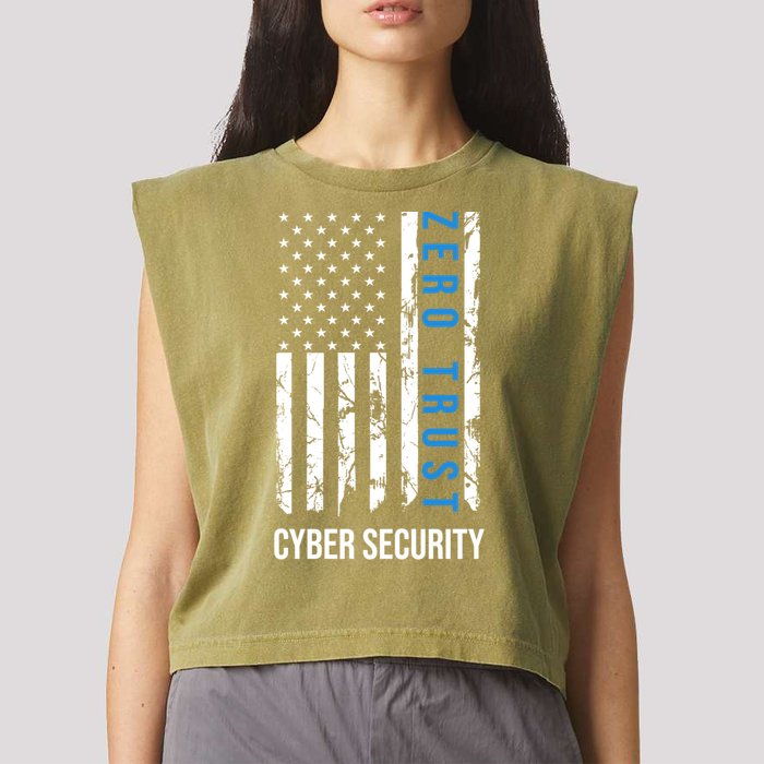 Zero Trust Us Flag Cyber Security Hacking Hacker Developer Funny Gift Garment-Dyed Women's Muscle Tee