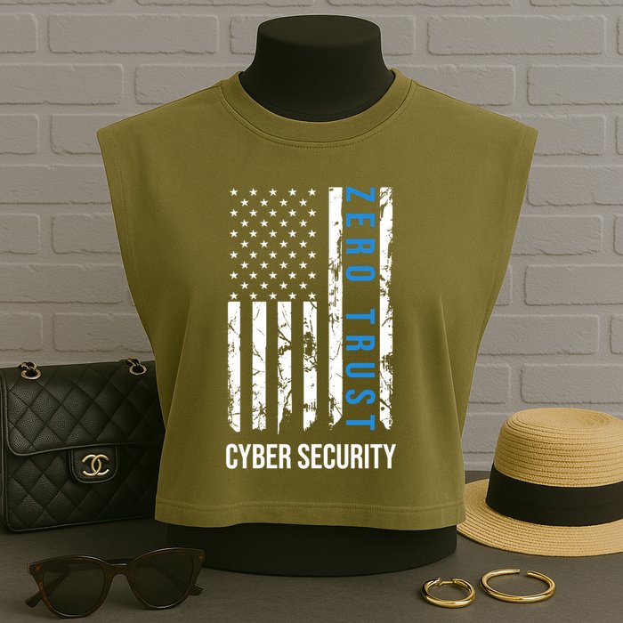 Zero Trust Us Flag Cyber Security Hacking Hacker Developer Funny Gift Garment-Dyed Women's Muscle Tee