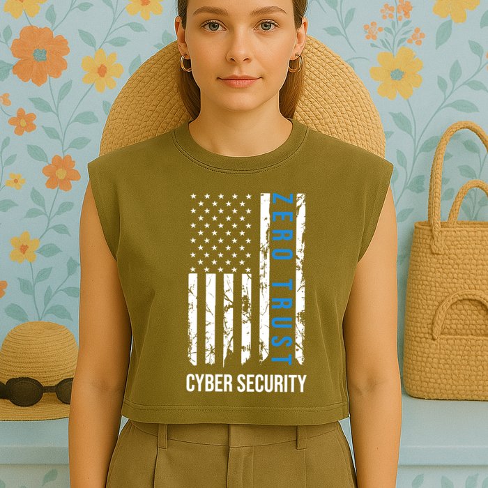 Zero Trust Us Flag Cyber Security Hacking Hacker Developer Funny Gift Garment-Dyed Women's Muscle Tee