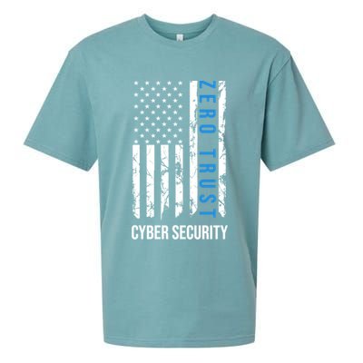 Zero Trust Us Flag Cyber Security Hacking Hacker Developer Funny Gift Sueded Cloud Jersey T-Shirt