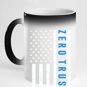 Zero Trust Us Flag Cyber Security Hacking Hacker Developer Funny Gift 11oz Black Color Changing Mug