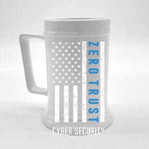 Zero Trust Us Flag Cyber Security Hacking Hacker Developer Funny Gift Beer Stein