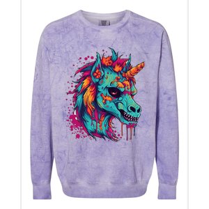 Zombie Unicorn Halloween Costume Scary Magical Colorblast Crewneck Sweatshirt