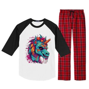 Zombie Unicorn Halloween Costume Scary Magical Raglan Sleeve Pajama Set