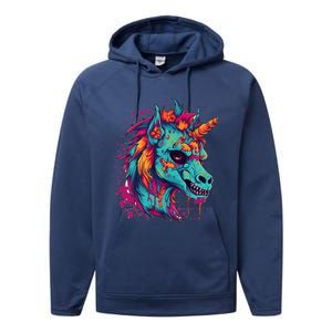 Zombie Unicorn Halloween Costume Scary Magical Performance Fleece Hoodie