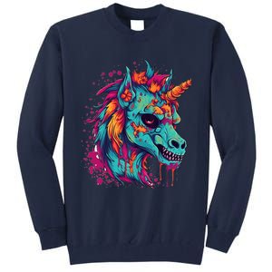 Zombie Unicorn Halloween Costume Scary Magical Tall Sweatshirt