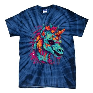 Zombie Unicorn Halloween Costume Scary Magical Tie-Dye T-Shirt