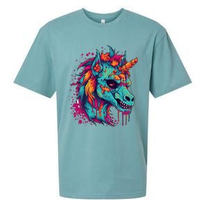 Zombie Unicorn Halloween Costume Scary Magical Sueded Cloud Jersey T-Shirt