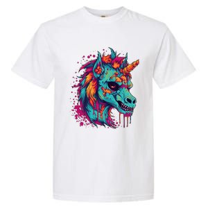 Zombie Unicorn Halloween Costume Scary Magical Garment-Dyed Heavyweight T-Shirt