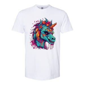 Zombie Unicorn Halloween Costume Scary Magical Softstyle CVC T-Shirt