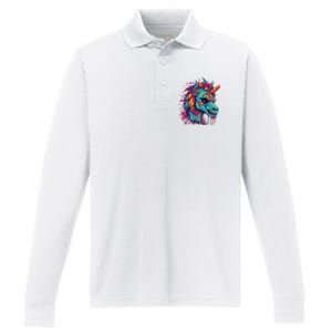 Zombie Unicorn Halloween Costume Scary Magical Performance Long Sleeve Polo