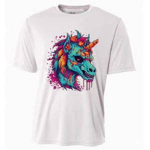 Zombie Unicorn Halloween Costume Scary Magical Cooling Performance Crew T-Shirt