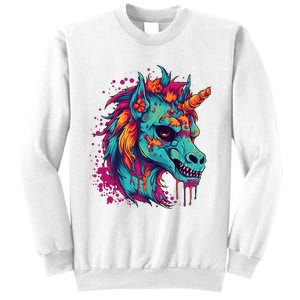 Zombie Unicorn Halloween Costume Scary Magical Sweatshirt