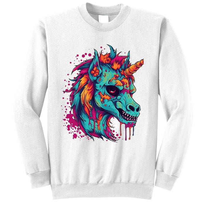 Zombie Unicorn Halloween Costume Scary Magical Sweatshirt