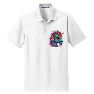 Zombie Unicorn Halloween Costume Scary Magical Dry Zone Grid Polo