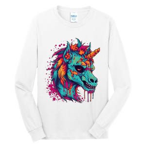 Zombie Unicorn Halloween Costume Scary Magical Tall Long Sleeve T-Shirt